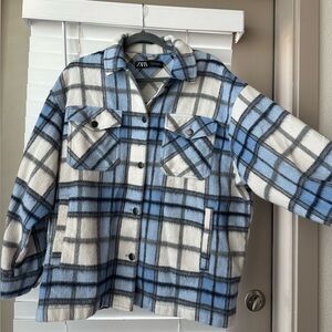 Zara Light Blue and Gray Shacket